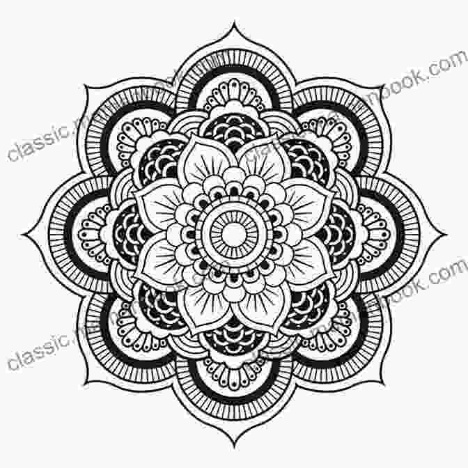 Floral Mandala Pattern With Blue And Green Flowers. 20 Floral Mandalas: Patterns For Stress Relief And Relaxation