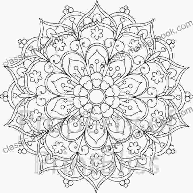 Floral Mandala Pattern With Blue And Green Flowers. 20 Floral Mandalas: Patterns For Stress Relief And Relaxation