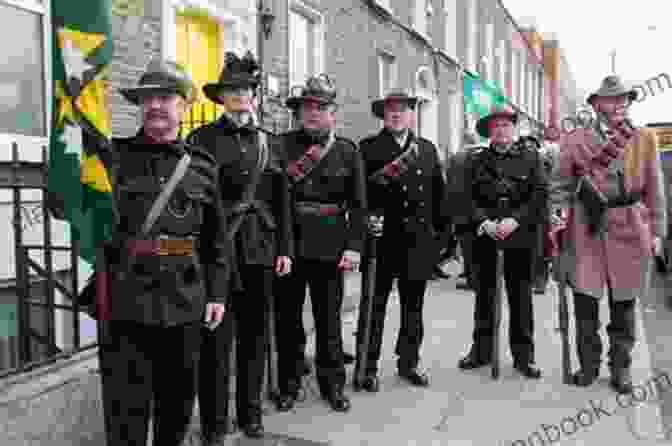 Members Of The Irish Citizen Army, Wearing Military Uniforms And Carrying Rifles. Birdie Nuala Connor Is Standing In The Second Row, Holding A Rifle. Birdie Nuala O Connor