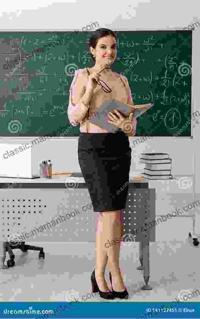 Susan August, Looking Determined And Standing In Front Of A Chalkboard With The Words Left Of Grey Susan August