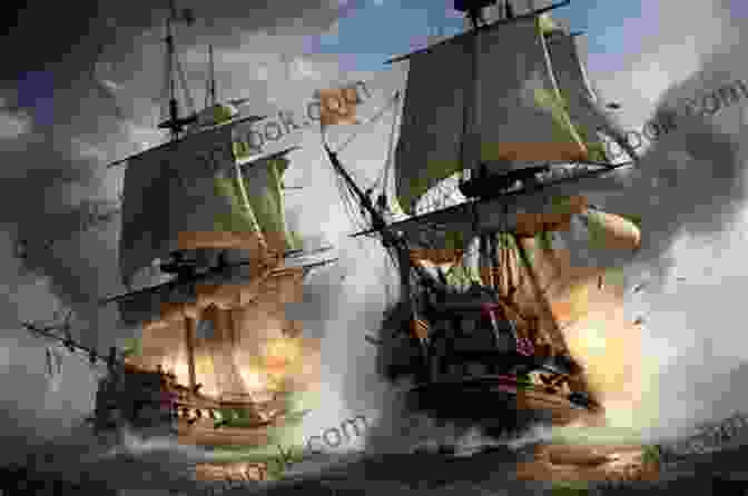 Two Pirate Ships Engaged In A Fierce Battle, Cannons Firing And Sails Billowing In The Wind. Pirata: The Pirate Chief: Part Five Of The Roman Pirata