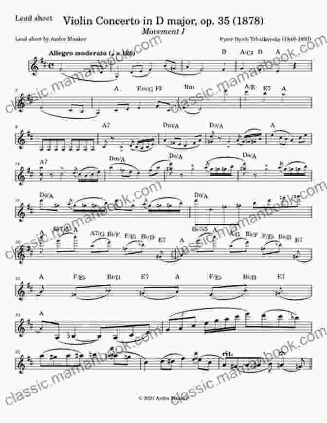 Violin Concerto In D Major, Op. 35 Allegro Moderato Music Example Violin Concerto D Major: Op 35 (Eulenburg Studienpartituren)